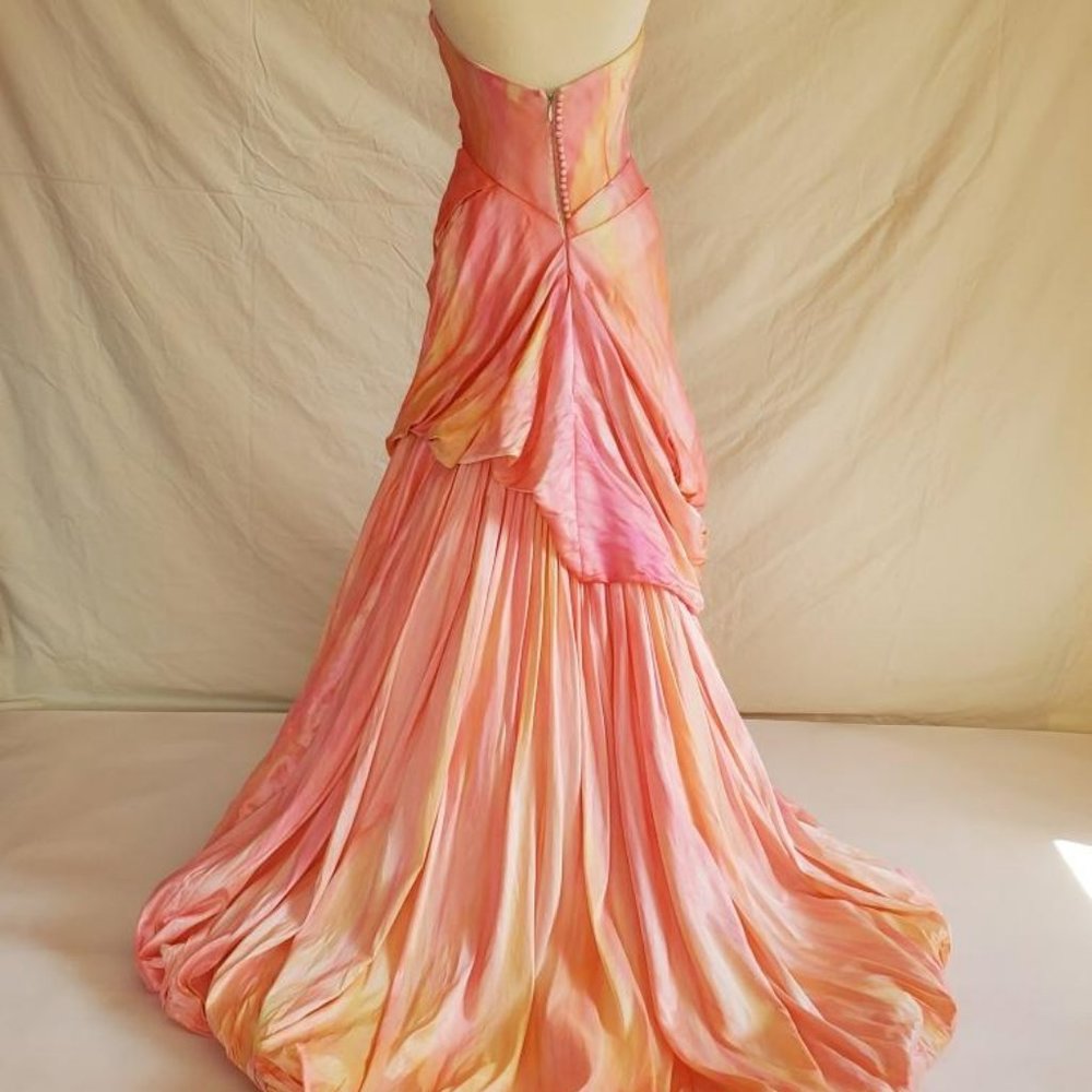 Silk Anna Maier Bohemian Wedding Dress blush Peach pink white ivory 4 6 petite - Picture 5 of 11